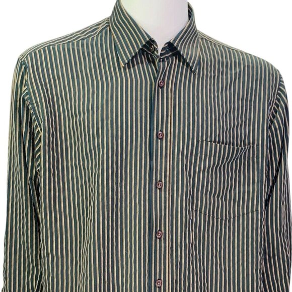 Bugatchi Uomo Mens Classic Fit Shirt Modal Blend Striped Black Size XXL 2XL - Picture 4 of 12